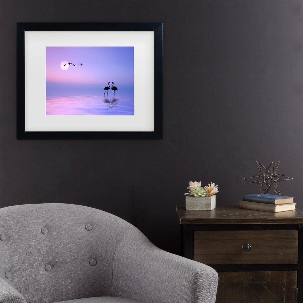 Black Framed Flamingo Canvas Print for Kids' Nursery, 11x14