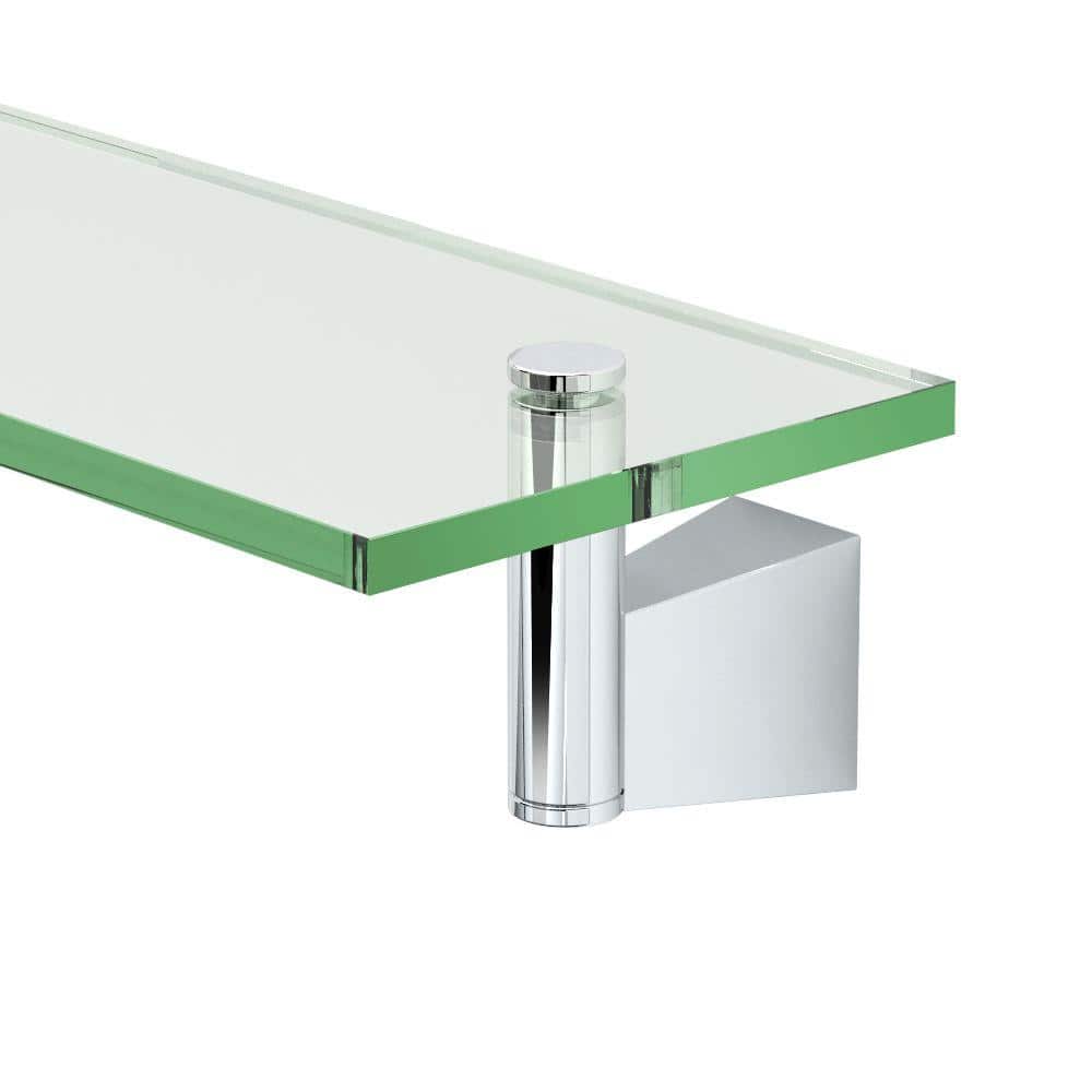 Bleu Polished Chrome 21.5" Rectangular Glass Wall Shelf