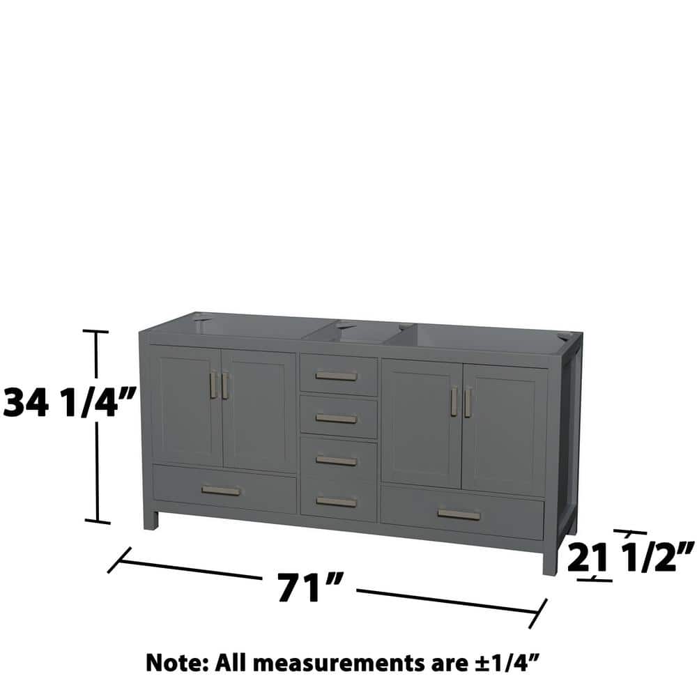 Sheffield 70.75" Elegant Dark Gray Double Bathroom Vanity Base