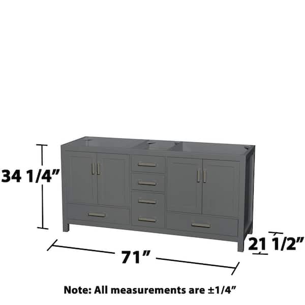 Wyndham Collection Sheffield 70.75-in Dark Gray Bathroom Vanity Cabinet