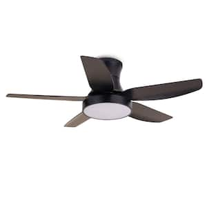 Flush Mount 42 in. Black Integrated LED Indoor Lighting Ceiling Fan Light with 5 ABS Black Blades