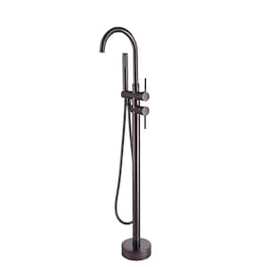 46 in. 2-Handle Freestanding Tub Faucet Excellent Bathtub Faucet with Hand Shower in Oil Brubbed Bronze