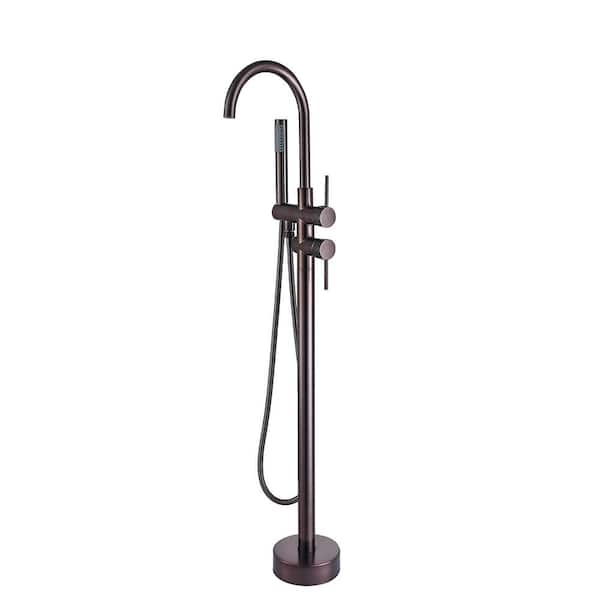 Satico 46 in. 2-Handle Freestanding Tub Faucet Excellent Bathtub Faucet with Hand Shower in Oil Brubbed Bronze