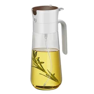2 in 1 Glass Olive Oil Dispenser Bottle & Oil Sprayer 18 oz. for Kitchen Cooking in White - (1-Pack)