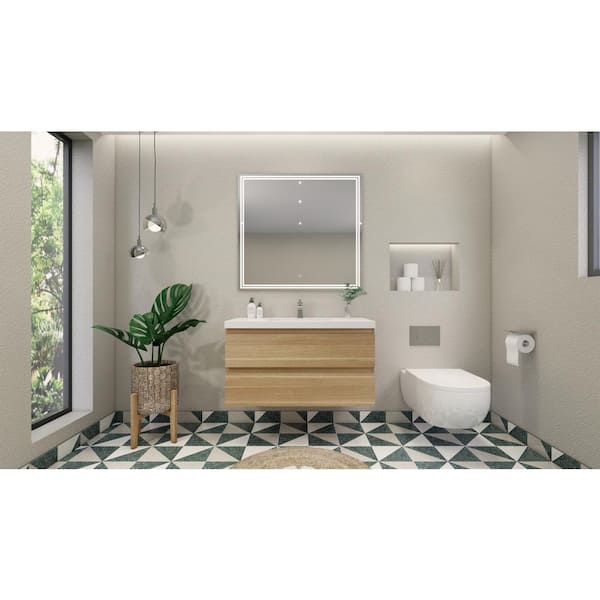Bohemia 42 in. W Bath Vanity in White Oak with Reinforced Acrylic Vanity Top in White with White Basin