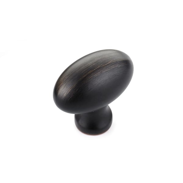 Richelieu Hardware Laurier Collection 1-9/16 in. (40 mm) x 7/8 in. (22 mm) Brushed Oil-Rubbed Bronze Traditional Cabinet Knob