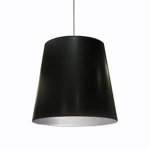 Oversized Drum 1-Light Polished Chrome Pendant with Laminated Fabric Shade