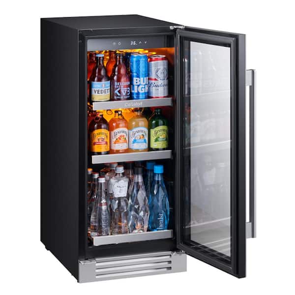 Ca'Lefort 15 in. 100 (12 oz.) Cans Beverage Cooler Refrigerator Soda Drink Mini Fridge Built-In or Freestanding Frost-free, Silver