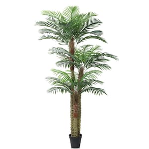 8 ft. Tall Artificial Palm Tree, Large UV Resistant Faux Tropical Palm Plants for Patio Poolside Home Office Décor