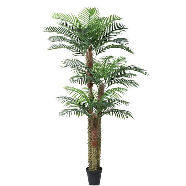DR.Planzen 8 ft. Tall Artificial Palm Tree, Large UV Resistant Faux Tropical Palm Plants for Patio Poolside Home Office Décor