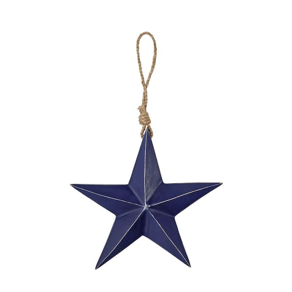 Americana 4th of July Blue Wooden Star Ornament