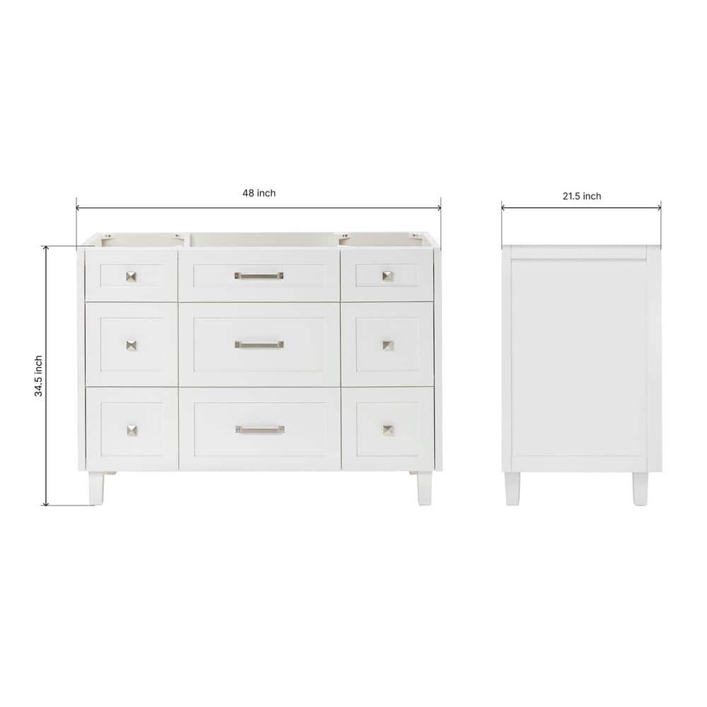 Monroe 48" White Solid Wood Single Bathroom Vanity