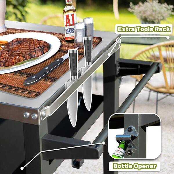 SOTEN RUGGED TABLET LLC Outdoor Grill Cart with Wheels, Pizza Oven