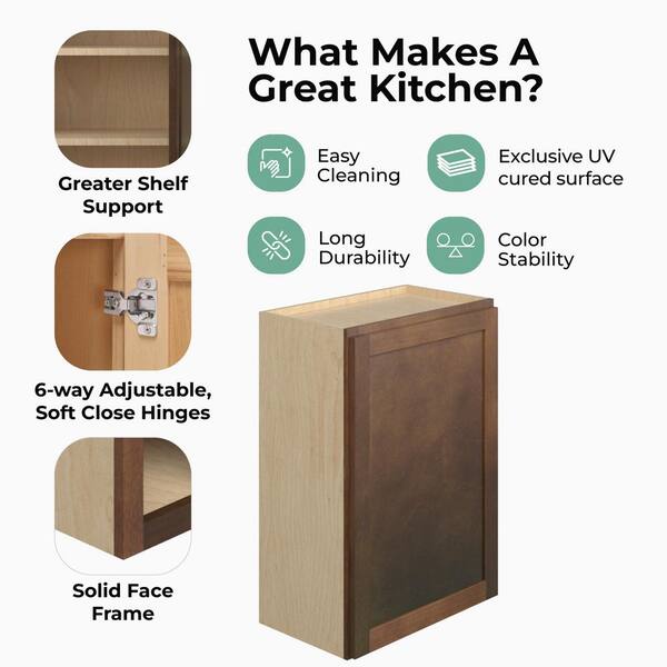 Kunal Kitchens Amherst Shaker 15 in. W x 36 in. H x 12 in. D in