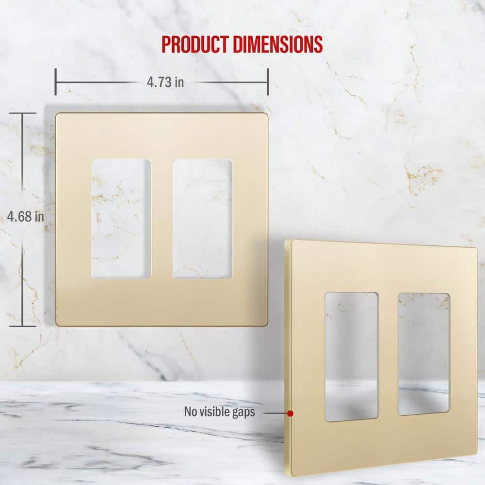 Gold 2-Gang Screwless Decorator Wall Plate