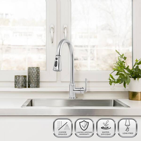 Golden Vantage Handmade All In One Stainless Steel 33 In X 22 In Single Bowl Drop In Kitchen Sink And Pull Down Kitchen Faucet Ks0431 The Home Depot