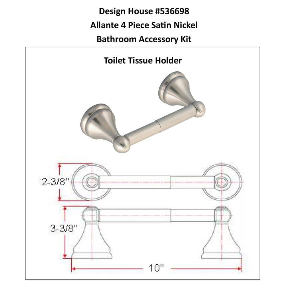 Satin Nickel 4-Piece Bathroom Hardware Set with Towel Bar