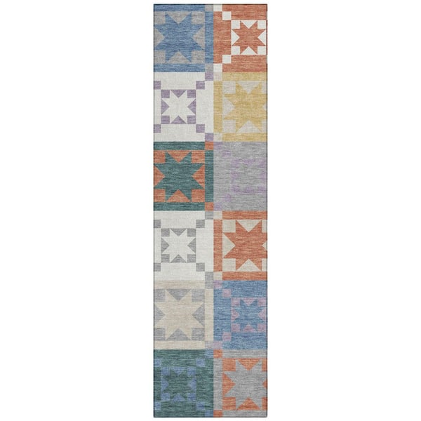 Chantille Machine Washable Indoor/Outdoor Abstract ACN2538 Silver 2 ft. x 7 ft. Runner Rug