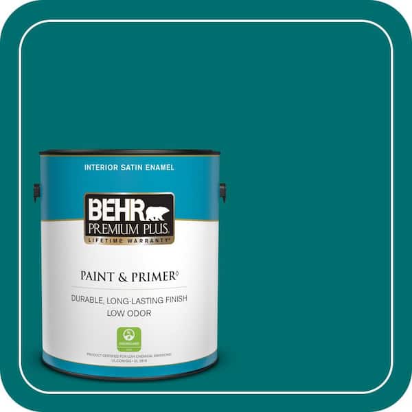 BEHR PREMIUM PLUS 1 gal. #P460-7 Caribbean Current Satin Enamel Low Odor Interior Paint & Primer