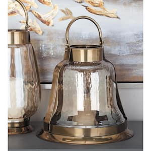 15 in. Silver-Finished Stainless Steel Glass Bell Candle Holder