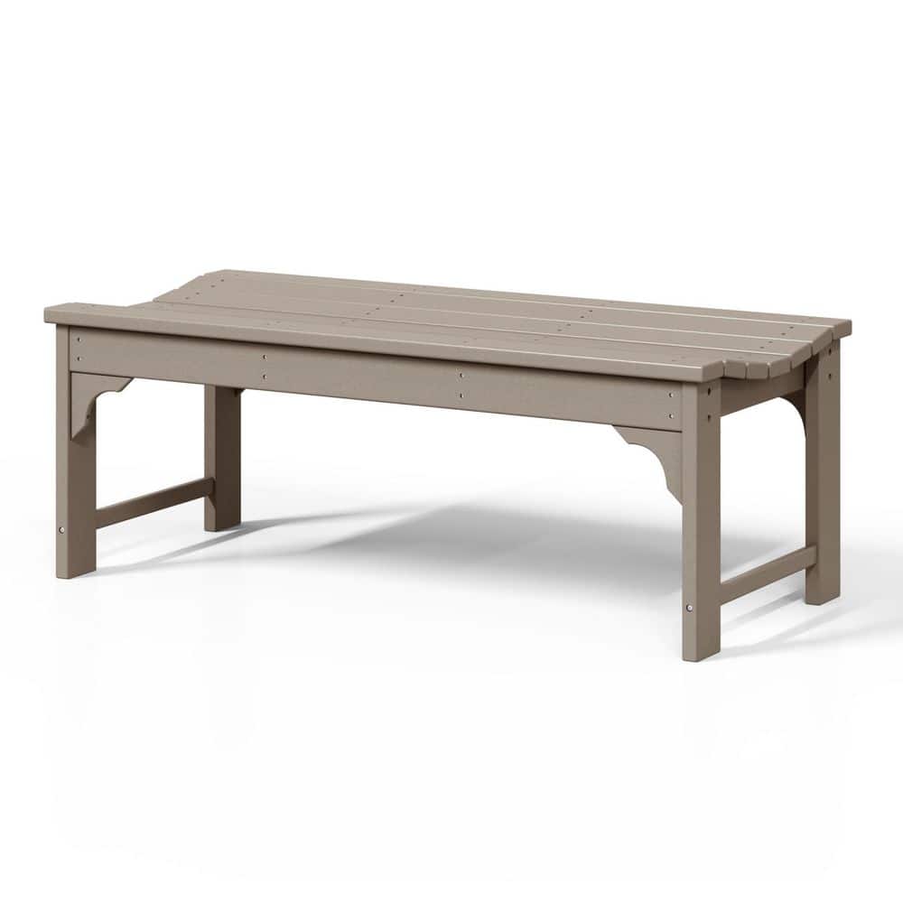 Weathered Wood 46" HDPE Outdoor Backless Bench