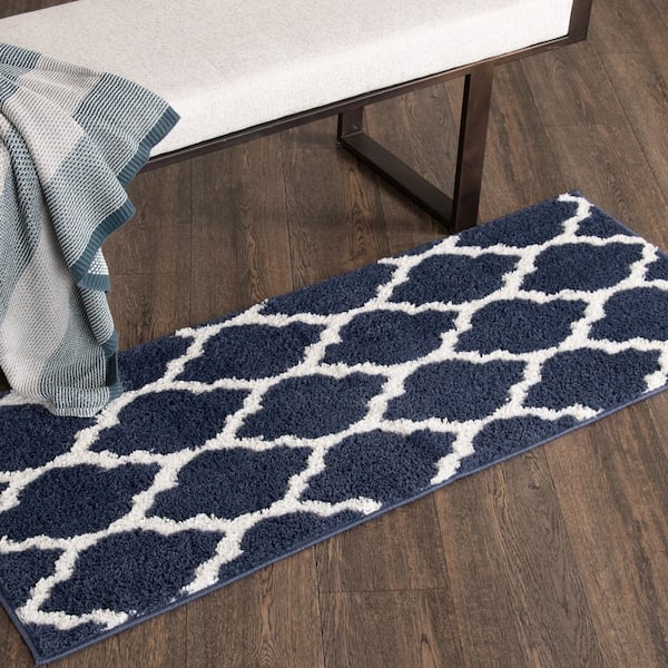 Seyward Blue/Buff 2 ft. x 5 ft. Trellis Runner Rug