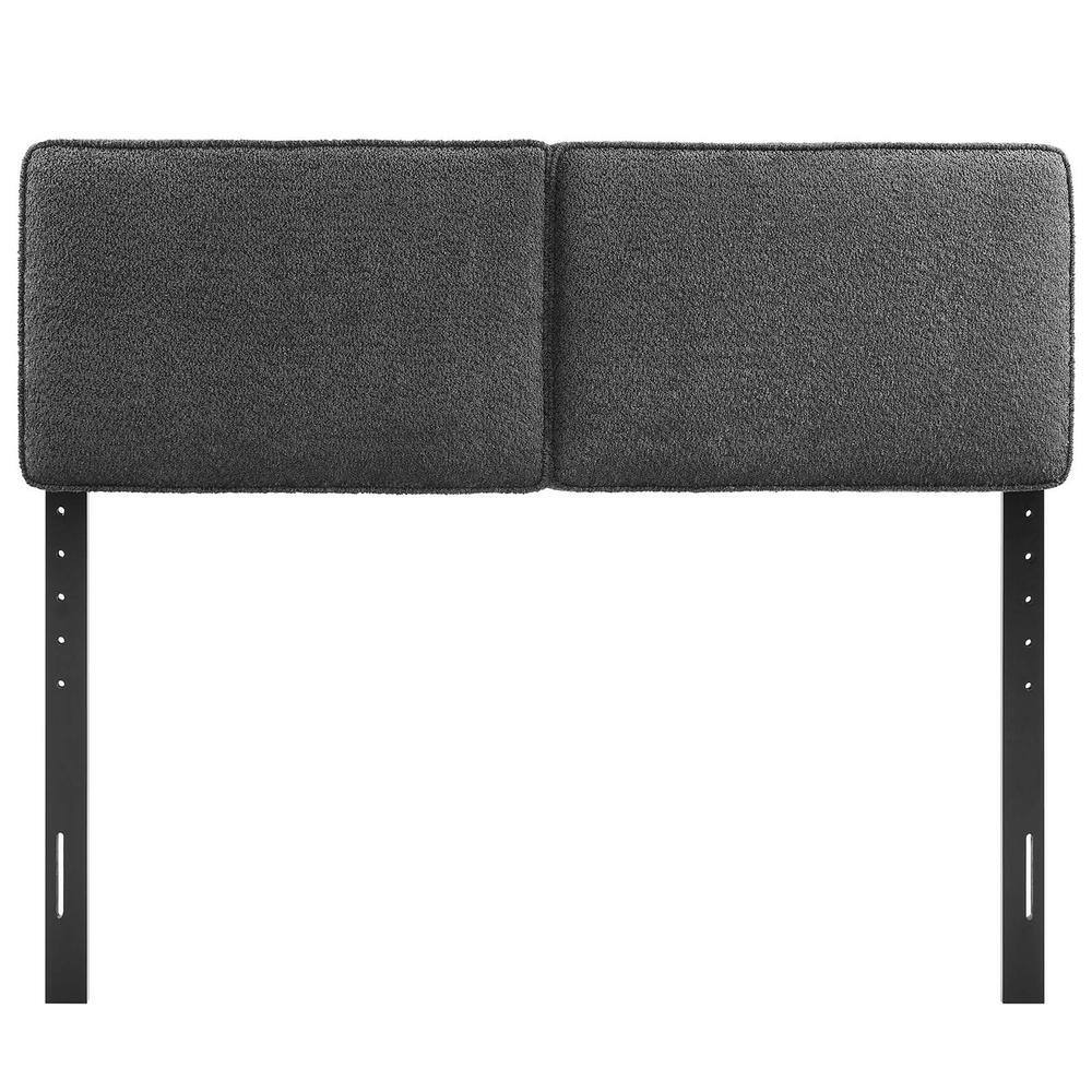 Lindee Slate Boucle Upholstered King Headboard with Wood Legs