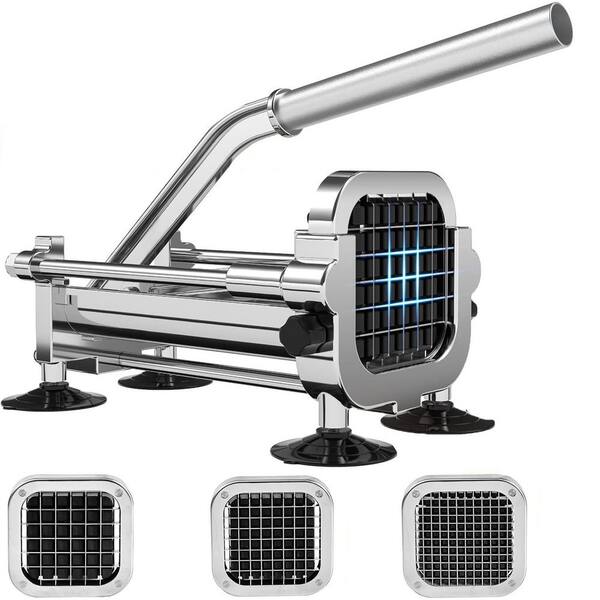 Adrinfly French Fry Cutter with 1/2, 3/8, 1/4 Inch Blades Stainless Steel Slicer for Potatoes Carrots Cucumbers