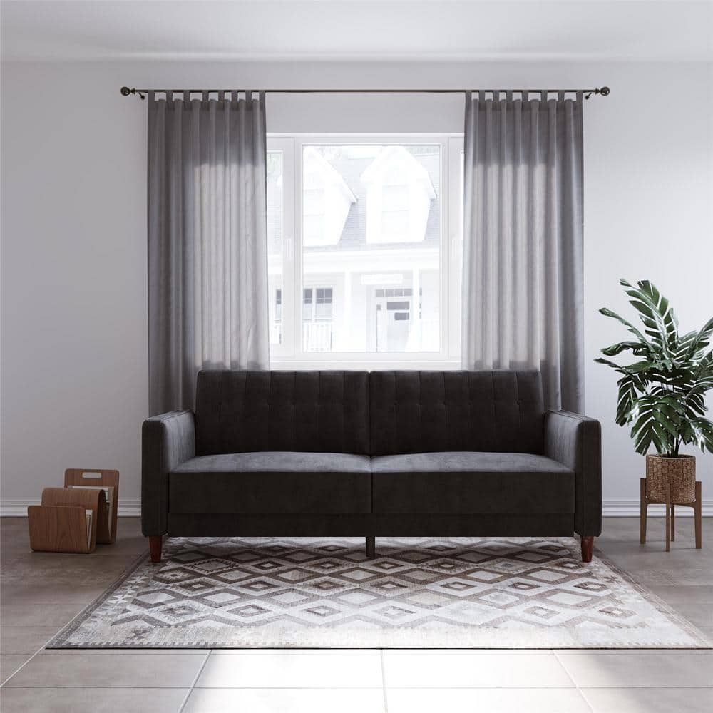 DHP Iris Black Velvet Tufted Transitional Futon DE01487 The Home Depot
