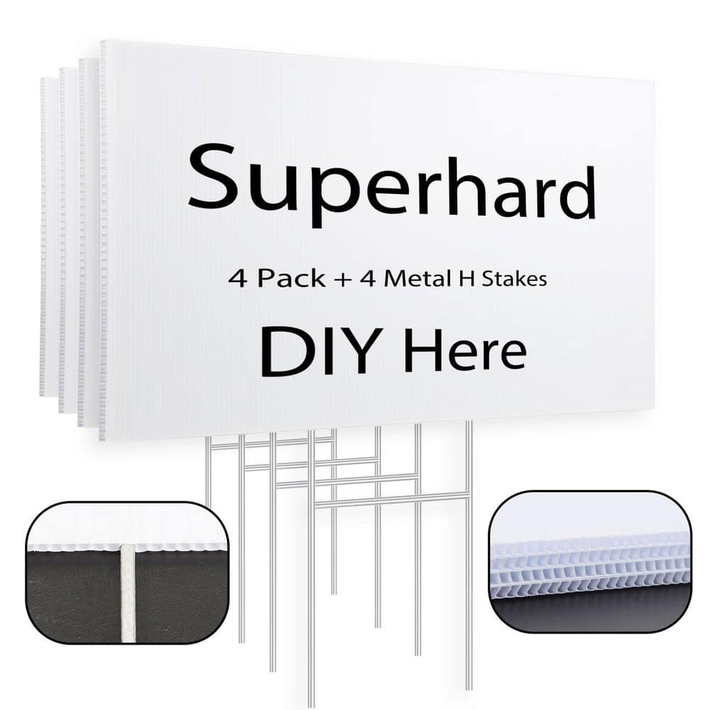 4 Pack 17 x 12 in Corrugated Plastic White Blank Yard Sign with Metal Stakes Waterproof Reusable Lawn Sign price history on PriceWatchPro