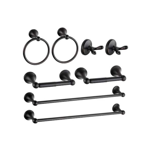 8-Piece Bathroom Accessory Set with Adjustable Towel Bar Ring Toilet Paper Holder Robe Hook in Oil Rubbed Bronze