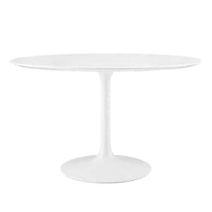 48 in. Lippa in White Round Wood Top Dining Table