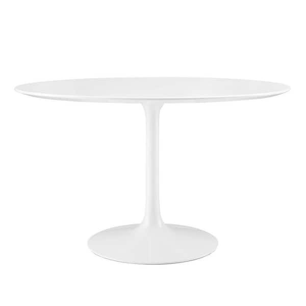 MODWAY 48 in. Lippa in White Round Wood Top Dining Table