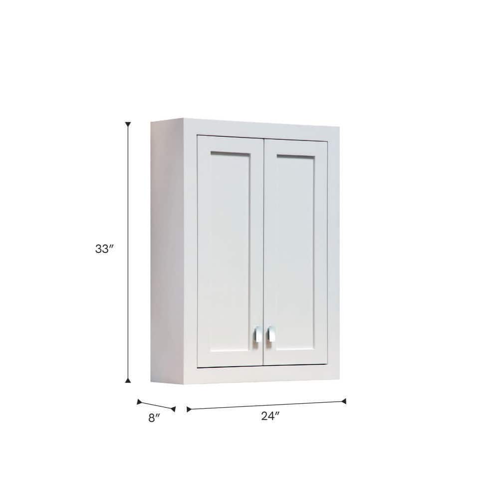 Madison Pure White Solid Hardwood Bathroom Wall Cabinet