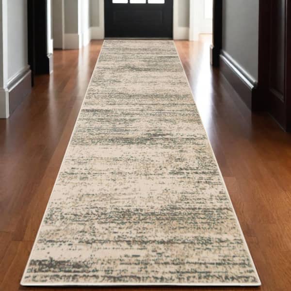 2 X 10 Gray Abstract Washable Area Rug Runner Rug