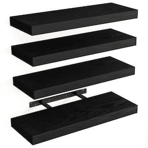 15.8 in. W x 5.5 in. D Black Solid Wood Decorative Wall Shelf, (Set of 4)