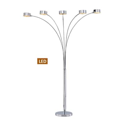 Micah Plus 88 in. Chrome LED Arched Floor Lamp with Dimmer