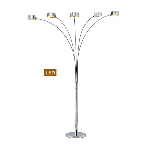 ARTIVA Micah Plus 88 in. Chrome LED Arched Floor Lamp with Dimmer