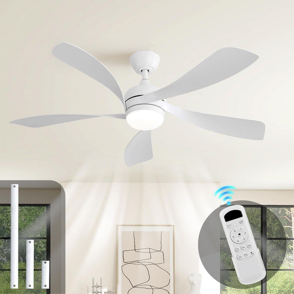 52 in. Downrod Mount Modern Ceiling Fan with 5 ABS Blades with 3-Color Dimmable LED Light with Remote, Reversible DC price history on PriceWatchPro