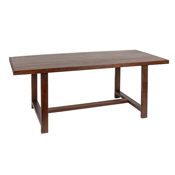 Storied Home Blakely Walnut Finish Acacia Wood 79 in. 4 Legs Dining Table Seats 6