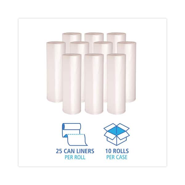 Can Liners, 16 gal, 8 mic, 24 x 33, Natural, 50 Bags/Roll, 4 Rolls/Carton  - Reliable Paper