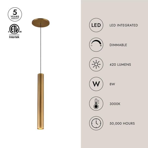 KUZCO Mason 14 in. 1 Light Urban Bronze Integrated LED Pendant