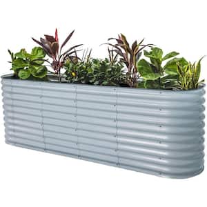 32 in. Extra Tall Raised Garden Bed Kits 9-In-1 Modular Planter Box for Vegetables Flowers Fruits Oval Metal Sky Blue