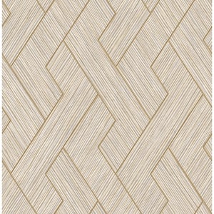 Ember Taupe Geometric Basketweave Paper Non-Pasted Textured Wallpaper