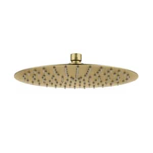 1-Spray Patterns with 2 GPM 12 in. Wall Mount Rain Fixed Shower Head in Brushed Gold