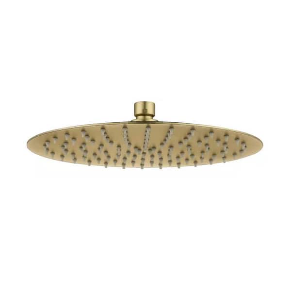 FORCLOVER 1-Spray Patterns with 2 GPM 12 in. Wall Mount Rain Fixed Shower Head in Brushed Gold