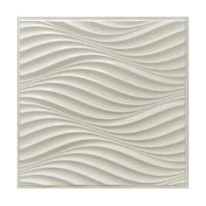 3D Falkirk Retro IV 23 in. x 23 in. Off White Faux Waves PVC Decorative Wall Paneling (5-Pack)