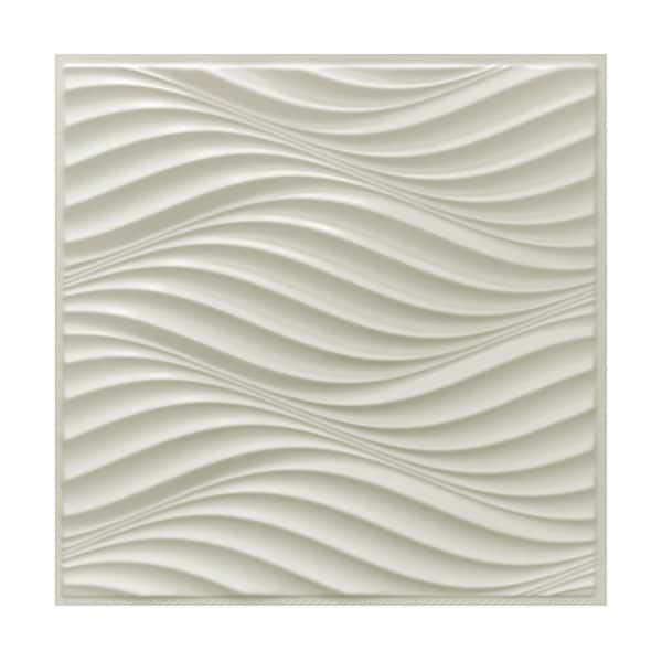 Dundee Deco 3D Falkirk Retro IV 23 in. x 23 in. Off White Faux Waves PVC Decorative Wall Paneling (5-Pack)