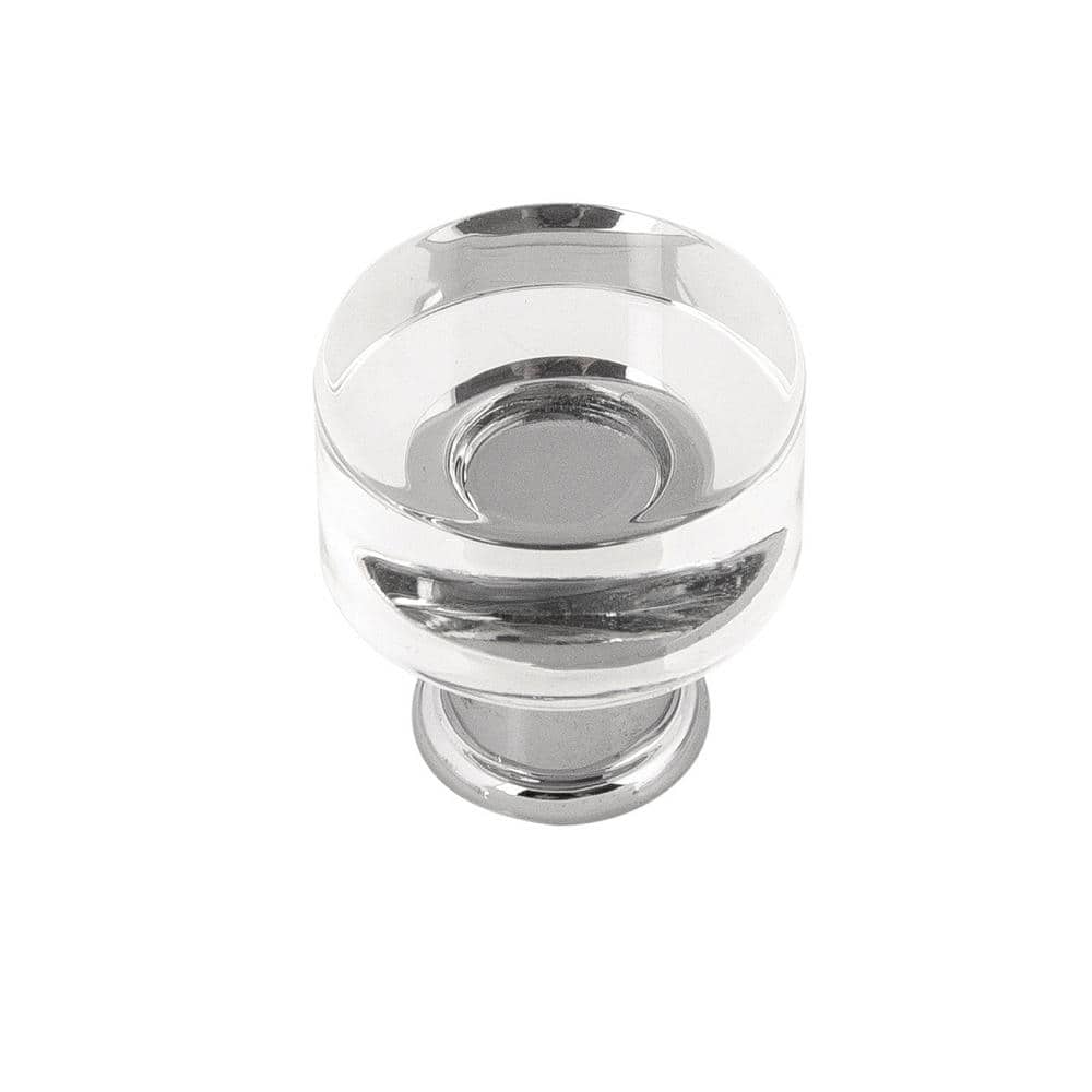 Chrome and Acrylic Round Mushroom Knob with Mounting Hardware