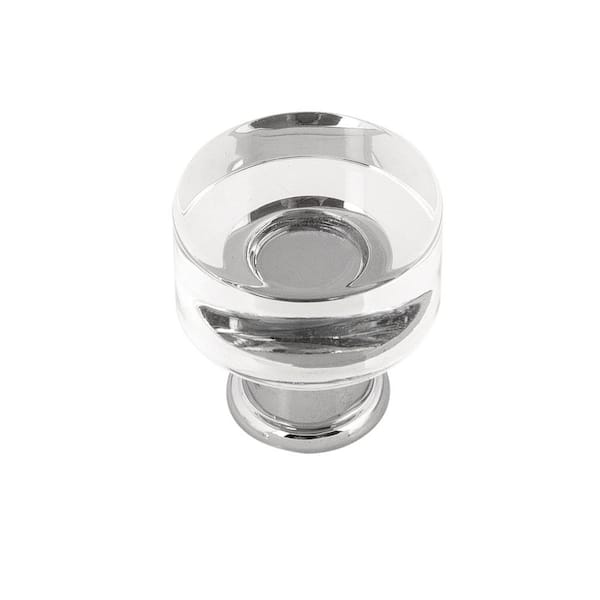 HICKORY HARDWARE Midway Collection 1 in. Dia Crysacrylic with Chrome Finish Cabinet Knob